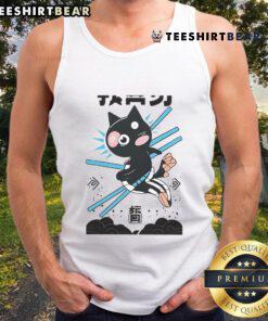 Awesome Ninja Cat in Kawaii Anime style wearing a martial arts tank top, perfect for cat lovers and anime fans.
