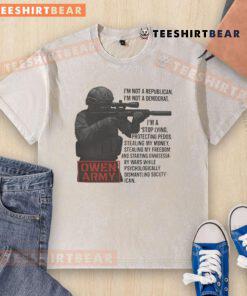 Alt Text: Awesome Owen Army 'I'm Not a Republican, I'm Not a Democrat' washed t-shirt showcasing unique political statement.