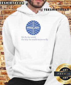 Alt Text: Awesome Pan Am We Fly The World hoodie featuring a vintage design, perfect for aviation enthusiasts and stylish travel lovers.