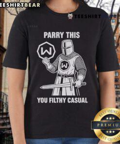 Awesome Parry This You Filthy Casual Windscribe Logo Ladies Tee featuring a stylish graphic design for casual wear.