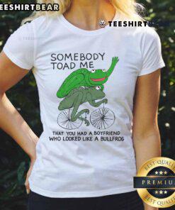 Awesome tee featuring a humorous bullfrog design, perfect for fans of quirky fashion and funny boyfriend references.