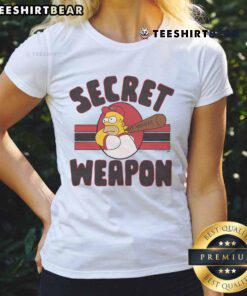 Alt Text: Awesome The Simpsons Homer Secret Weapon Ladies Tee with vibrant graphics featuring Homer Simpson in a fun design.