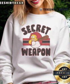 Awesome The Simpsons Homer Secret Weapon Sweatshirt featuring colorful graphics and a cozy design for fans.
