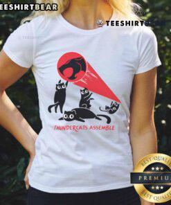 Awesome Thunder Cats Assemble Ladies Tee featuring vibrant graphic design and comfortable fit for fans of the franchise.
