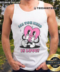 Adorable Cute All You Need Is Love Tank Top featuring a heart design, perfect for casual outings and expressing love.