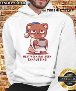 Alt Text: Cute bear wearing an 'Exhausting Week' hoodie, perfect for cozy days and casual outfits.