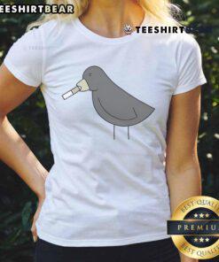 Alt Text: Cute bird graphic on a poorly drawn cigarettes ladies tee, perfect for casual wear and unique style.