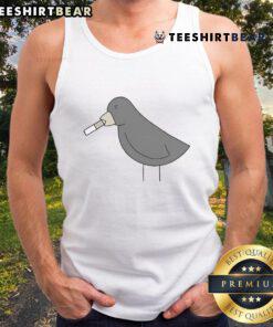 Alt Text: Cute bird wearing a tank top with poorly drawn cigarettes, showcasing a quirky and fun design for casual wear.
