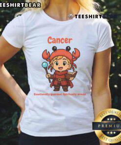 Alt Text: Cute Cancer the Wizard tee for emotionally guarded and spiritually armed ladies, featuring a whimsical design.