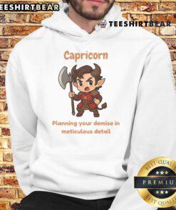 Cute Capricorn hoodie featuring a whimsical design of chaotic planning for your demise in meticulous detail.