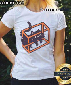 Adorable 'Cute Cat Paradox' ladies tee featuring a playful cat graphic, perfect for cat lovers and stylish casual wear.