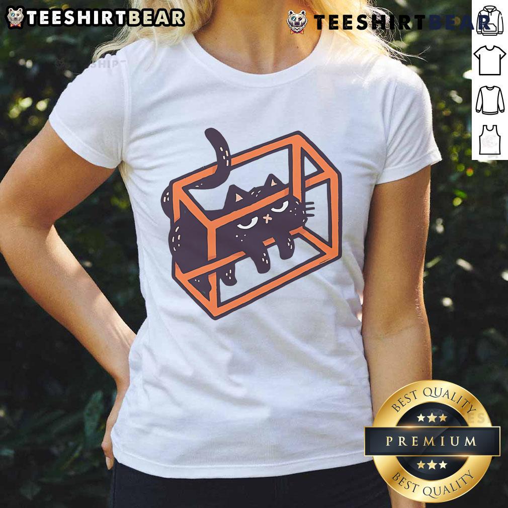Adorable 'Cute Cat Paradox' ladies tee featuring a playful cat graphic, perfect for cat lovers and stylish casual wear.