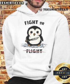 Adorable penguin hoodie featuring a cute fight or flight design, perfect for cozy winter wear and animal lovers.