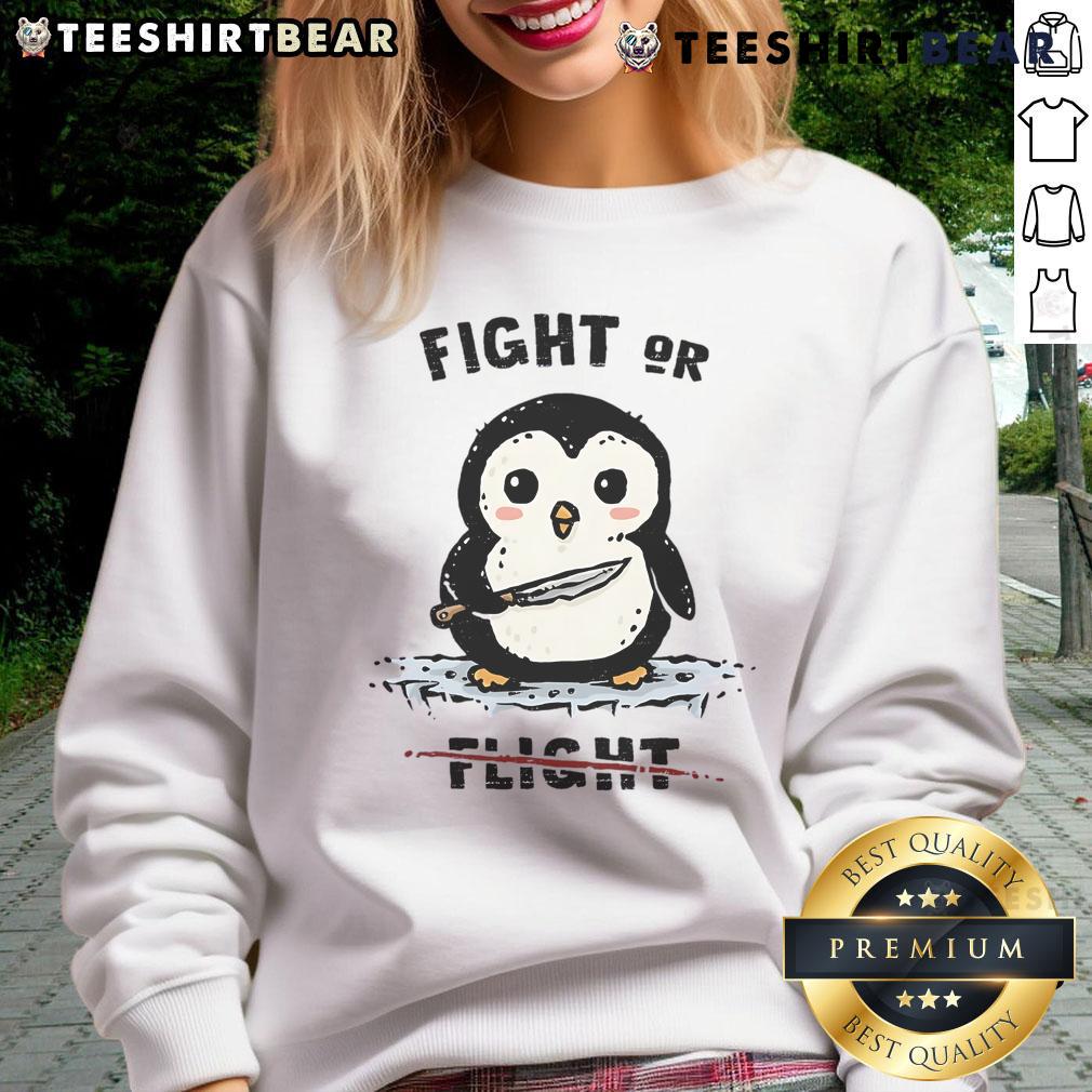 Adorable Cute Fight or Flight Penguin Sweatshirt featuring a playful penguin design, perfect for cozy casual wear.