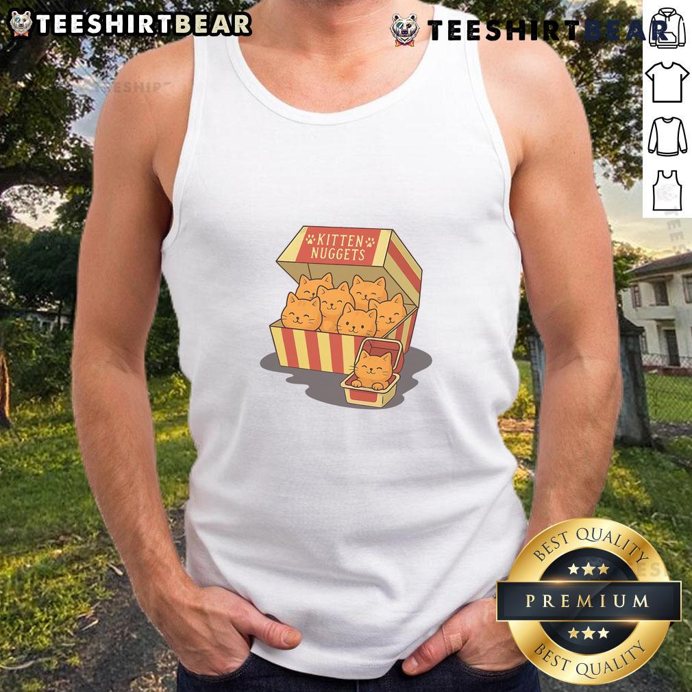Cute kitten nuggets box tank top featuring adorable kitten graphics, perfect for cat lovers and casual wear.