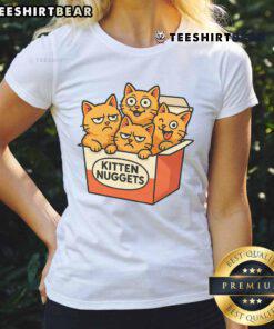 Cute kitten nuggets ladies tee featuring adorable kitten graphics perfect for cat lovers and casual wear.