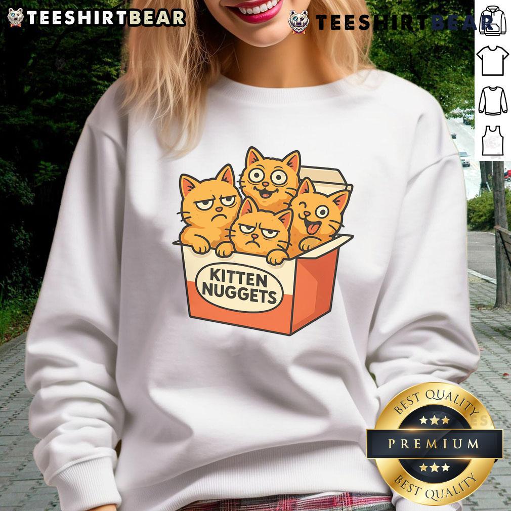 Adorable Cute Kitten Nuggets sweatshirt featuring playful kitten designs, perfect for cat lovers and cozy fashion.