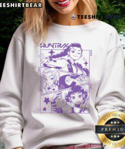 Alt Text: Cute K-pop demon hunters in stylish Huntrix sweatshirt, showcasing vibrant colors and trendy design.