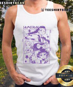 Alt Text: Cute Kpop Demon Hunters Huntrix tank top featuring vibrant graphics and stylish design on a mannequin.