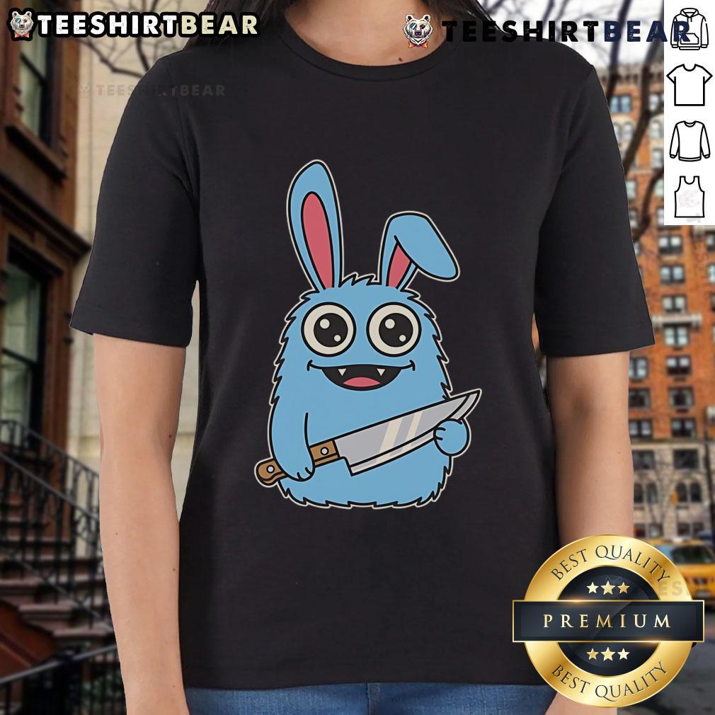 Alt Text: Cute Leave Me Alone Cleaver Labubochka Ladies Tee featuring a fun design perfect for casual wear.