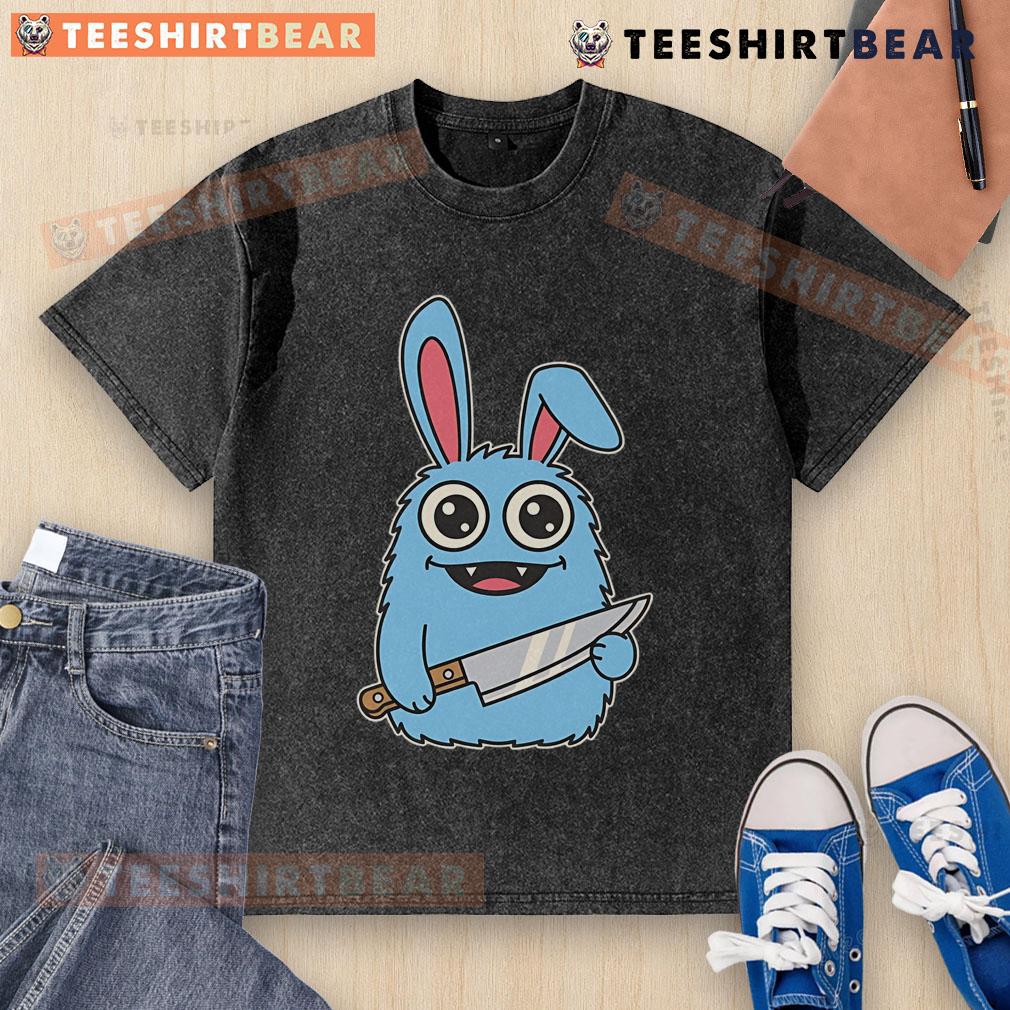 Alt Text: Cute Leave Me Alone Cleaver Labubochka washed t-shirt featuring a playful graphic design on a casual tee.