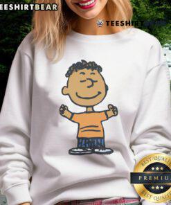 Alt Text: Cute Peanuts Franklin character sweatshirt featuring vibrant colors and a cozy design, perfect for fans of the Peanuts gang.