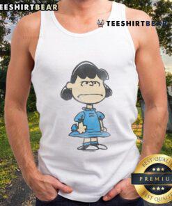 Alt Text: Cute Peanuts Lucy character tank top featuring vibrant colors and playful design, perfect for casual summer wear.