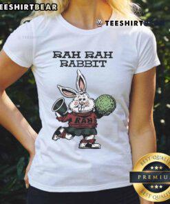 Cute Rah Rah Rabbit funny ladies tee featuring a whimsical rabbit design, perfect for casual and playful outfits.