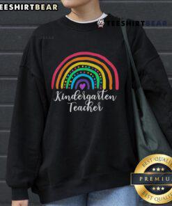 Adorable rainbow-themed sweatshirt for kindergarten teachers, perfect for back-to-school season.