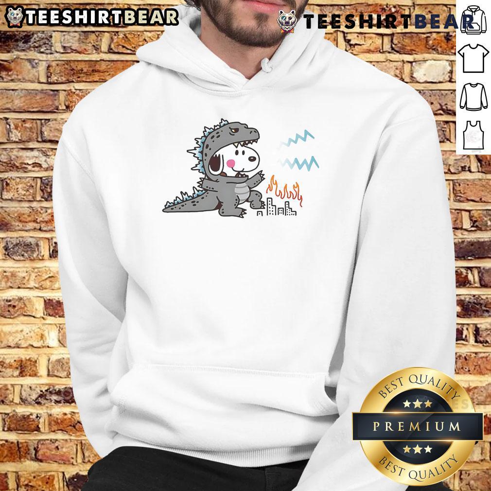Cute Snoopy disguise Godzilla hoodie featuring Snoopy in a playful Godzilla costume, perfect for fans of both characters.