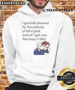 Funny anime hoodie featuring 'I got kink shamed for Tetro Pink' design, perfect for anime fans and humor lovers.