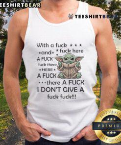 Funny Baby Yoda tank top featuring playful text, perfect for fans of The Mandalorian and quirky baby Yoda merchandise.