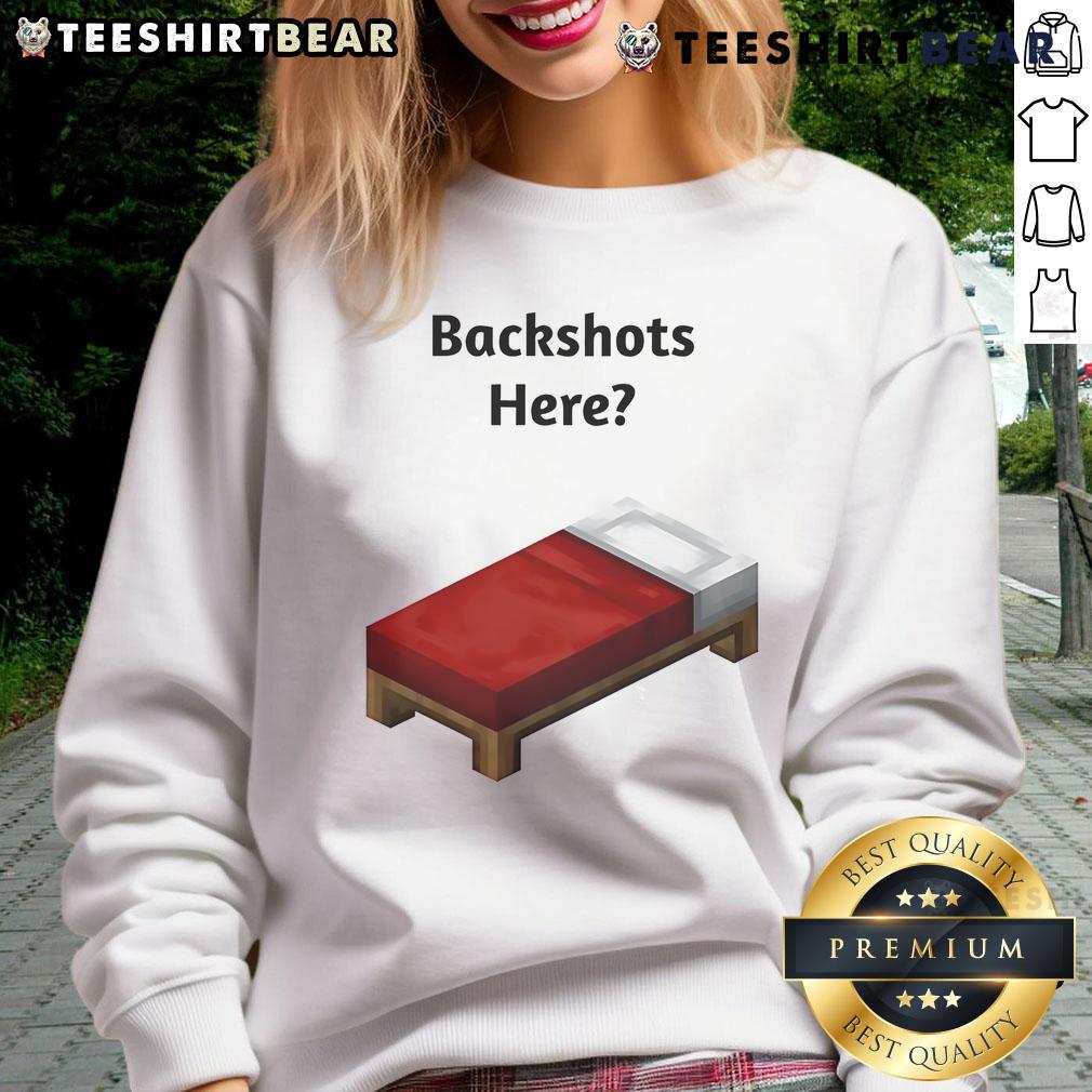 Alt Text: Funny Minecraft bed sweatshirt featuring playful backshot design, perfect for gamers and casual wear.