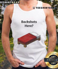 Funny backshot of a character wearing a Minecraft bed tank top, showcasing a playful and creative gaming style.