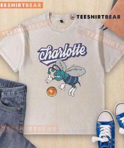 Funny Charlotte Hornets basketball logo on a washed t-shirt, perfect for casual sports fans and team supporters.
