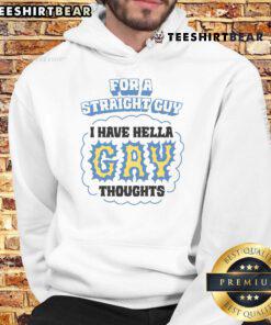 Funny hoodie for straight guys featuring 'I Have Hella Gay Thoughts' text, perfect for humorous and stylish outfits.