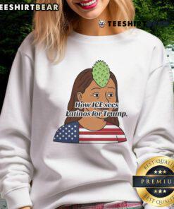Alt Text: Funny 'How ICE Sees Latinos for Trump' sweatshirt showcasing humor and political commentary on immigration.