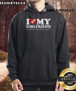 Funny 'I Love My Girlfriend' hoodie with a bandage heart design, perfect for couples who enjoy humor in their relationship.