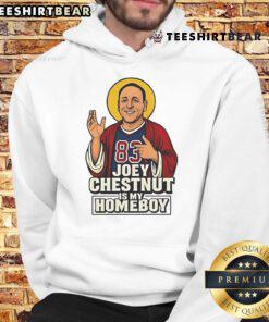 Funny Joey Chestnut Is My Homeboy hot dog hoodie featuring a playful design for food lovers and competitive eating fans.