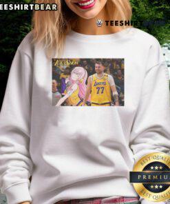 Funny Luka x Luka Show anime sweatshirt featuring the Los Angeles Lakers logo, perfect for basketball fans and anime lovers.