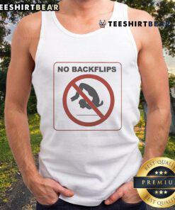 Funny 'No Backflips' Sign Tank Top featuring a humorous graphic design for casual wear and playful fashion statements.