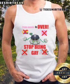 Funny Pokemon Pride Month is Over Stop Being Gay Tank Top featuring vibrant graphics and playful text for LGBTQ+ fans.