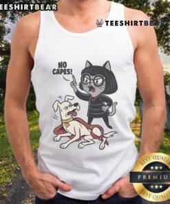 Funyn Cat No Capes Super Hero Dog Tank Top featuring a playful cat design, perfect for pet lovers and stylish dogs.