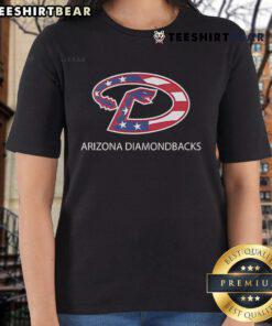Good Arizona Diamondbacks 4th of July ladies tee featuring vibrant team colors and festive design for baseball fans.