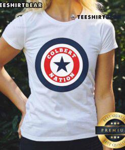 Good Colbert Nation Stephen Colbert 2025 logo on a stylish ladies tee, perfect for fans of the late-night show.