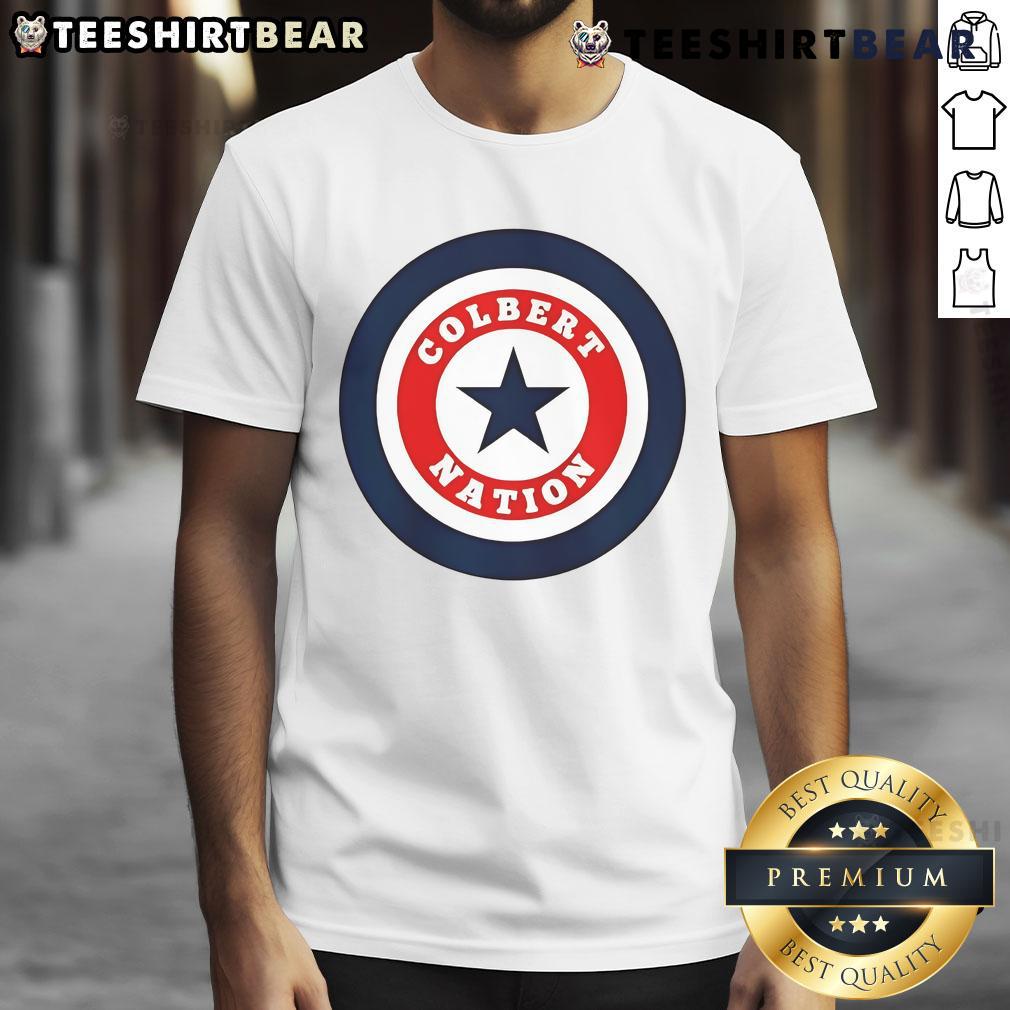 Good Colbert Nation Stephen Colbert 2025 logo T-shirt featuring a vibrant design celebrating Colbert's iconic brand.