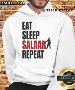 Good Eat Sleep Salaar Repeat hoodie featuring bold text design, perfect for fans of Indian action films.