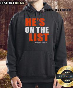 Good He's On The List And You Know It Hoodie in festive design, perfect for holiday celebrations and cozy outings.
