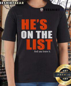 Good He's On The List And You Know It Ladies Tee featuring fun graphic design, perfect for casual wear and holiday celebrations.
