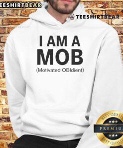 Good I Am A Mob Motivated Obidient Hoodie displayed on a model, showcasing its vibrant design and casual style.